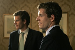 Armie Hammer and Josh Pence as Cameron and Tyler Winklevoss