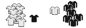10 white shirts, 1 black shirt; 6 black jackets, 1 white jacket