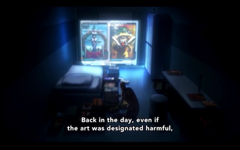 (He crouches low in his cell, a bit animalistically.)