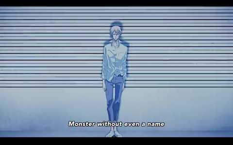 (Makishima stands in front of the height chart.)