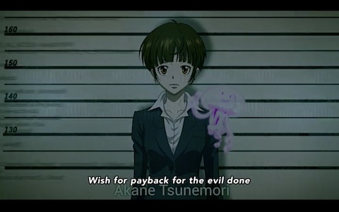 (Jellyfish sits on Tsunemori's shoulder, smiling)