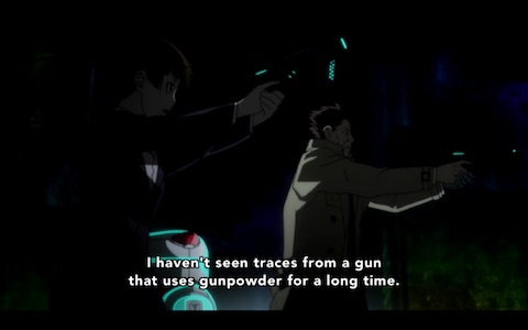 (walking with one of the robots, guns drawn, but not staying close to the walls or anything)