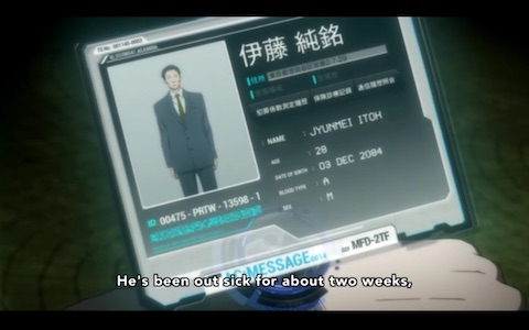 JYUNMEI ITOH, age 28, born 03 DEC 2084, blood type A, sex M.