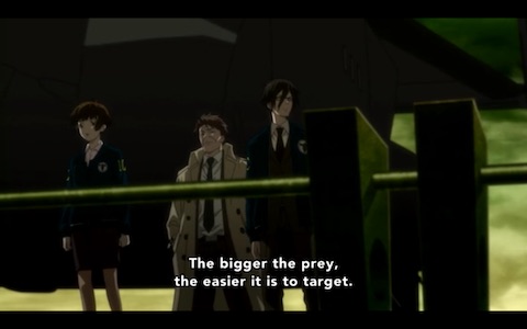 Tsunemori: "The bigger the prey, the easier it is to target."