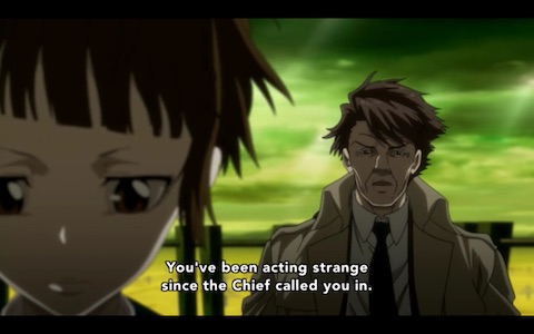Masaoka: "You've been acting strange since the Chief called you in."