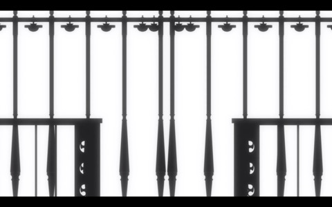 (an ornate gate opens the way for the three boys)