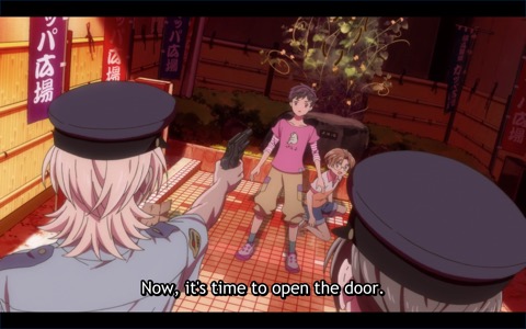 Leo, pointing a gun at Kazuki and Enta: "Now it's time to open the door."