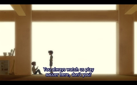 Young Kazuki: "You always watch us play soccer here, don't you?"